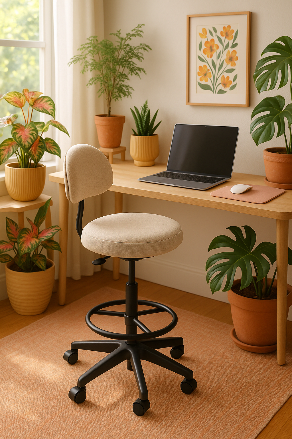 Tabouret ergonomique avec dossier : le confort au bureau Image-1